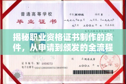 长武揭秘职业资格证书制作的条件，从申请到颁发的全流程解析